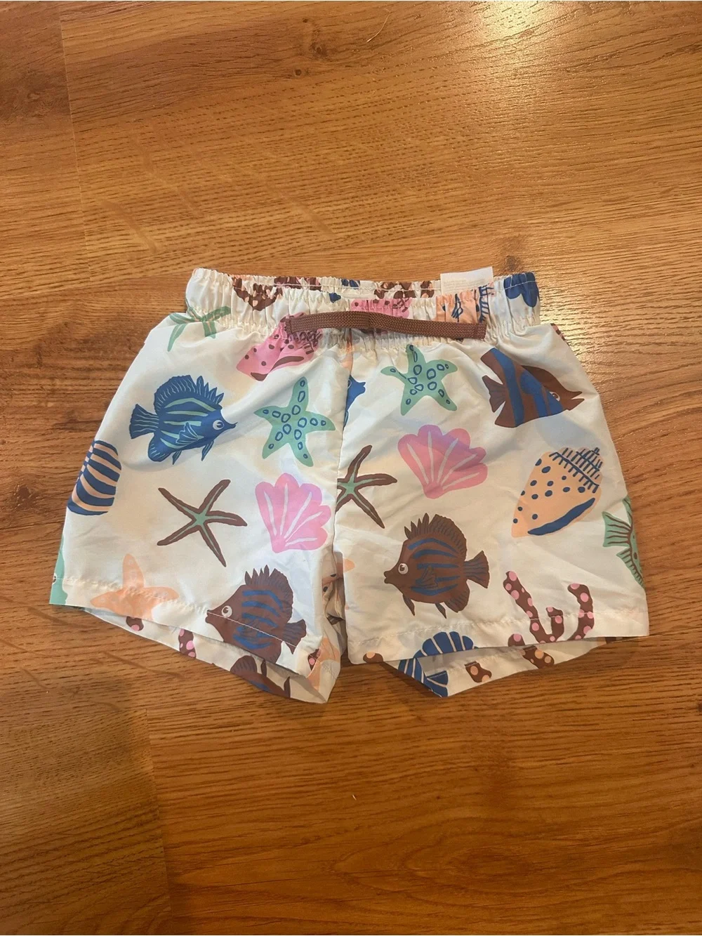 H&M White Kids Swim Trunks with Multicolor Sea Life Print